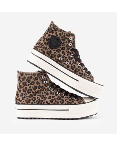 Victoria Tribu Animal Print High Tops - Brown