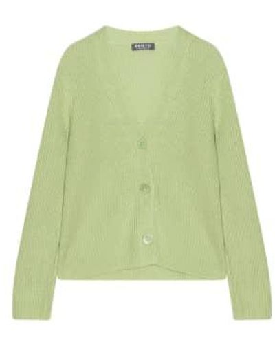 Cashmere Fashion Esisto baumwoll strickjacke v-ausschnitt - Grün