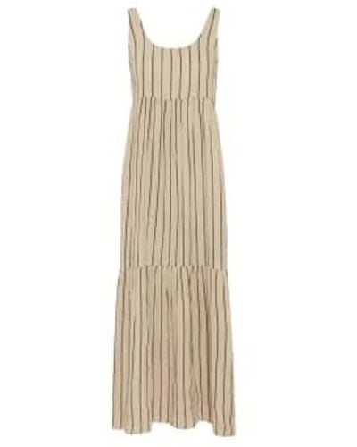Ichi Foxa Striped Maxi Dress-doeskin/ Stripes-20120962 Large(uk12-16 - Natural