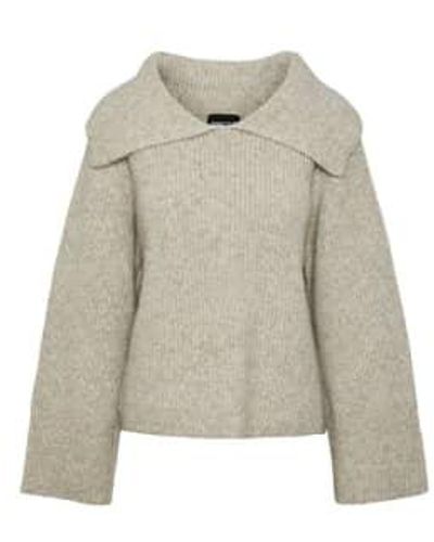 Pieces Fade Collar Neck Knit Sweater Pepper M - Natural
