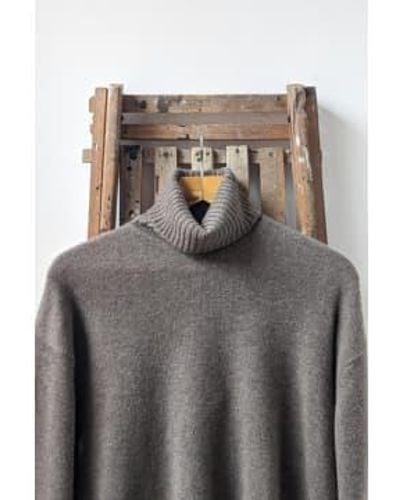 Jumper 1234 Taupe Roll Collar Cashmere Knit 2 - Gray