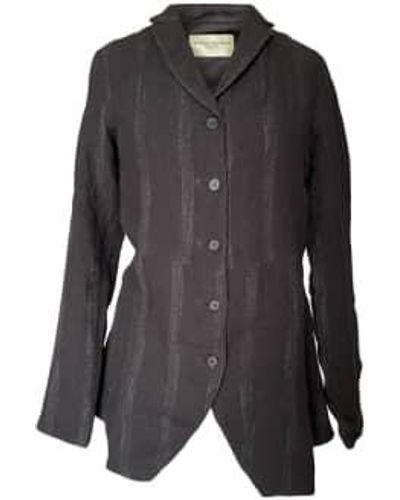 WINDOW DRESSING THE SOUL Linen Striped Wdts 5 Button Jacket S - Black