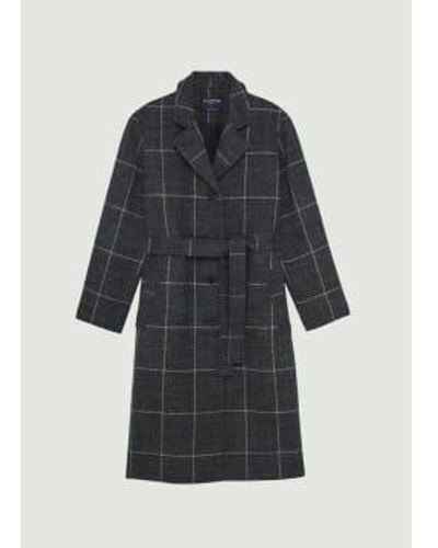 L'Exception Paris Lexception Paris Straight Belted Checked Overcoat Made In France - Nero