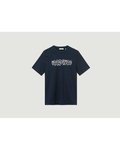 WOOD WOOD Bobby Shatter Logo T-shirt M - Blue