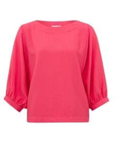 Yaya Batwing Top With Boatneck And Long Sleeves Or Paradise Pink - Rosa