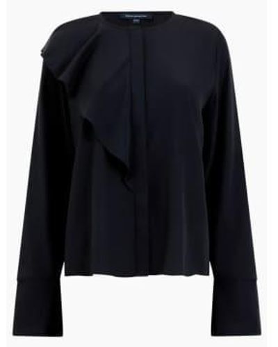 French Connection Crepe Light Frill Shirt Or Out - Nero
