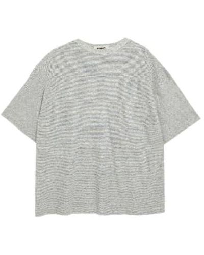 YMC Triple Stripe T-Shirt Ecru gestreift - Grau