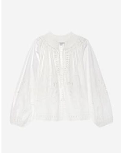 Rails Lucinda Embroidered Tie Neck Top Size M Col Off - Bianco