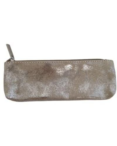 Posh Totty Designs Silver Leather Make-up Case 6 X 20 - Grey
