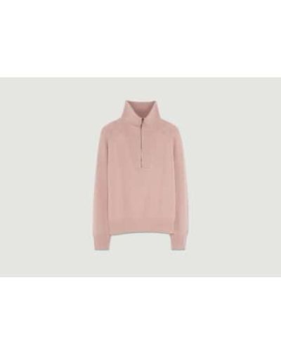 Tricot Cashmere Zip Neck Sweater Xs - Pink