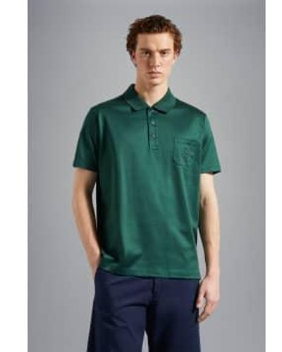 Paul & Shark Cotton Jersey Polo Shirt With Embroidered Logo Small - Green
