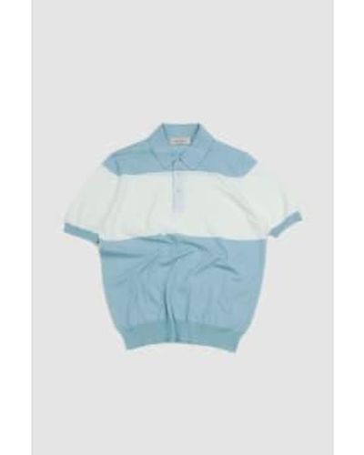 Gran Sasso Organic Cotton Wide Striped Polo Shirt /blue 50