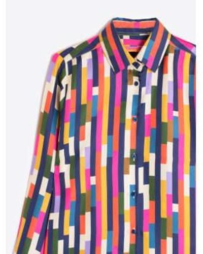 Vilagallo Isabella Shirt Geometric Silk Print Uk 6 - Multicolor
