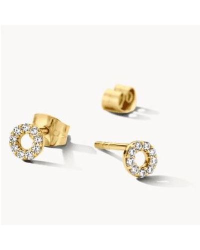 Blush Lingerie 14K Gold Pave Circle Stud Earrings - Metallizzato