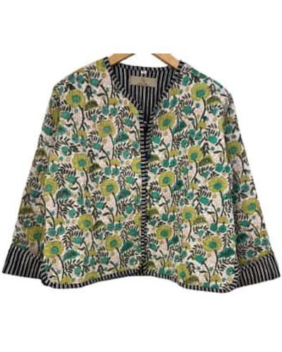 Behotribe  &  Nekewlam Jacket Cotton Quilted Reversable Floral Extra Large - Green