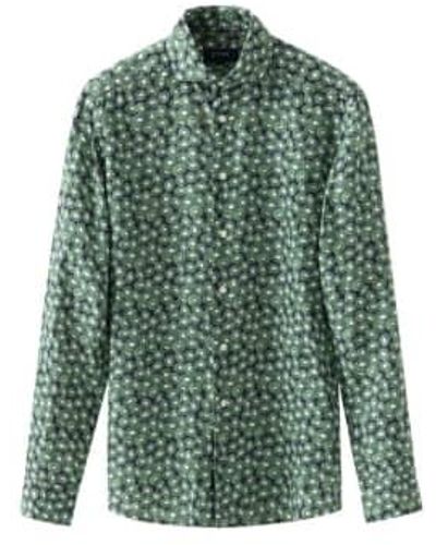 BOSS Eton Slim Fit Kiwi Print Linen Shirt 10001143465 - Verde