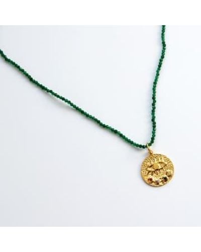 Hermina Athens Emerald Crystal Necklace With Kressida Small Charm - Metallizzato