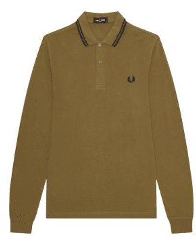 Fred Perry Authentic long sleeved twin tipped polo shad stone & - Verde