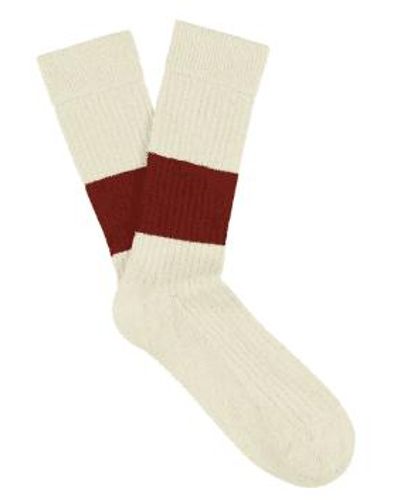 Escuyer Melange Band Socks Ecru/brick - Red