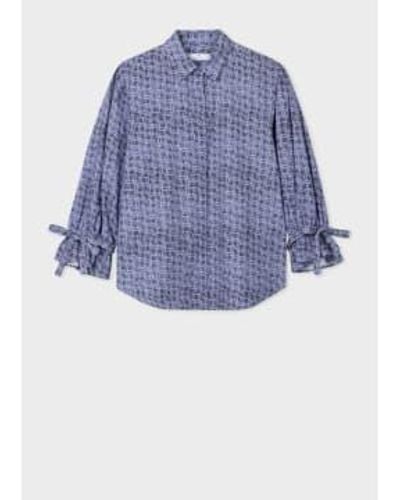 Paul Smith Check Pattern Mid Tie Sleeve Shirt Size: 12, Col: 14 - Blue