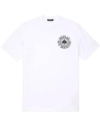Replay Ace Of Spades Rockers T Shirt - Bianco