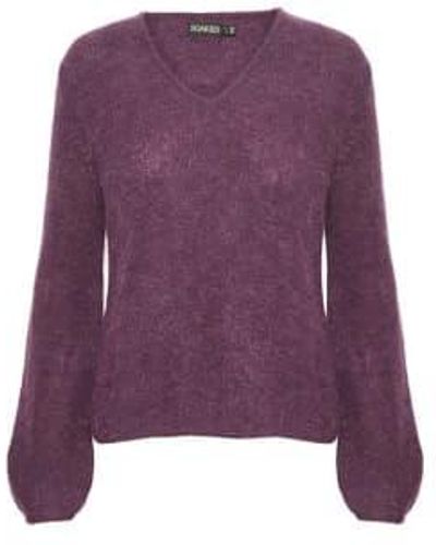 Soaked In Luxury Sltuesday Hortensia V-neck Sweater L - Purple