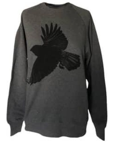 WINDOW DRESSING THE SOUL Dark Crow Printed Sweater - Gray