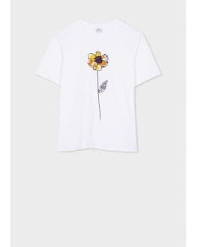 Paul Smith Yellow Flower Graphic T Shirt - Bianco