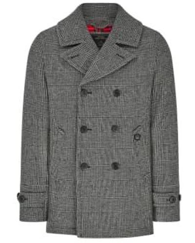 Merc London Fairford Check Pea Coat M - Gray