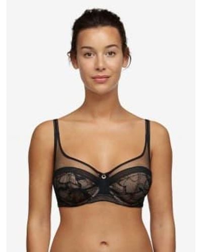 Chantelle 11M1 True Lace Very Covering Underwired Bra In - Nero