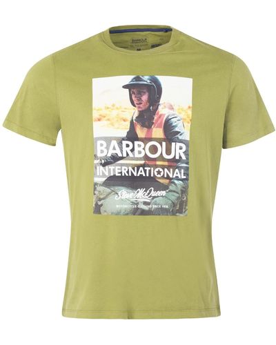 Barbour International Steve Mcqueen Checker Tee Military Olive - Green