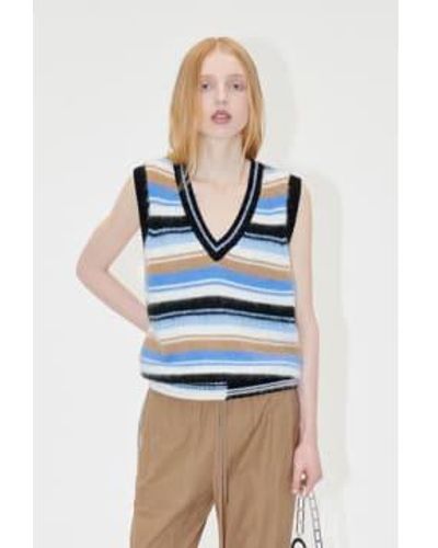 Stine Goya Sgroberta Vest Classic Stripe Xs - Blue