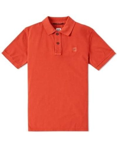 C.P. Company Stretch Pique Slim Fit Logo Polo Spicy L - Red