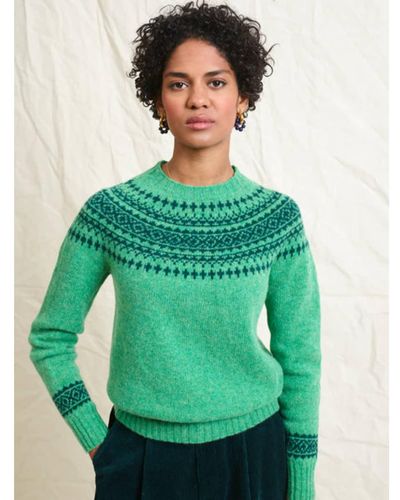 Lowie Snow Scottish Made Lambswool Jumper - Green
