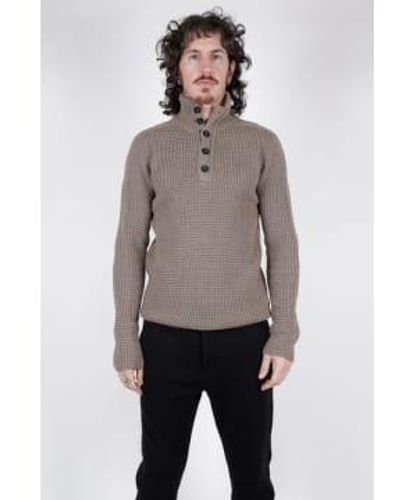 Hannes Roether Half Button Sweater Beige Extra Large - Gray