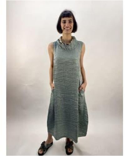 Grizas Linen And Silk Sleeveless Dress With Cowl Neck - Multicolore