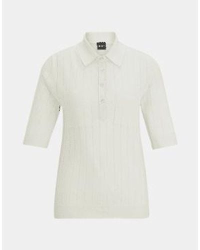 BOSS Flicity wi cantbed knitt polo tamaño: m, col: off - Blanco
