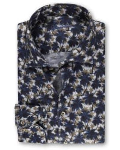 Stenströms Camisa lino estampado marina - Negro