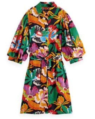 Scotch & Soda Floral Puff Sleeve Midi Dress 34 - Multicolour