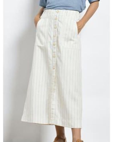 Mat De Misaine Jivers Skirt Linen And Cotton Stripe Raye Tablier - Bianco