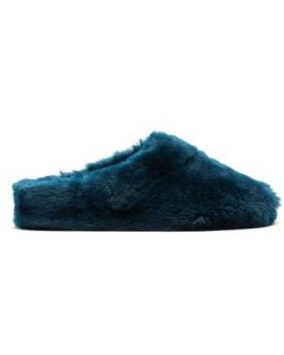 Tracey Neuls Slippers Aquamarine Blue Shearling Slippers