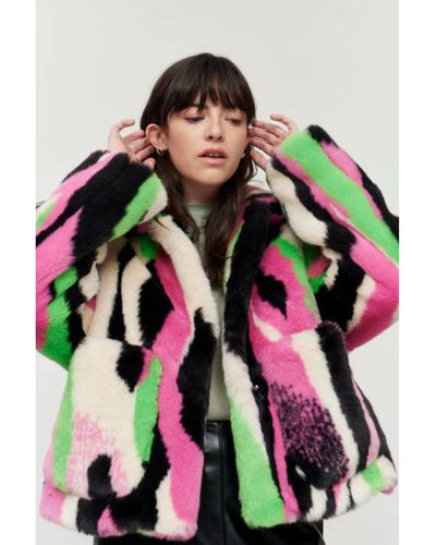 Jakke 'traci' Faux Fur Jacket - Multicolour