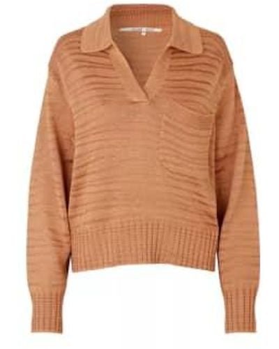 Second Female Berghild V Neck Knit X Small - Brown
