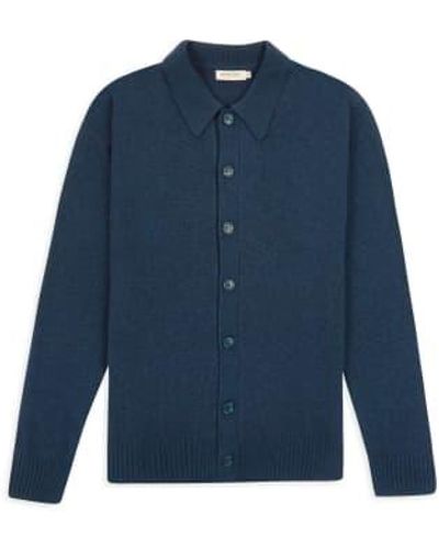 Burrows and Hare Collared Knitted Cardigan Xl - Blue