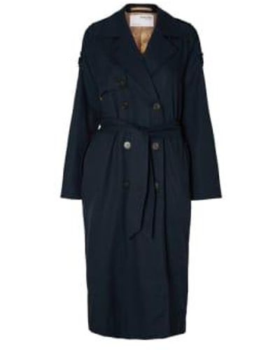 SELECTED New Bren Trench Navy 34 - Blue