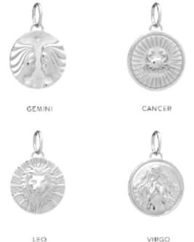 Rachel Jackson Zodiac Art Coin Necklace Silver / Leo - White