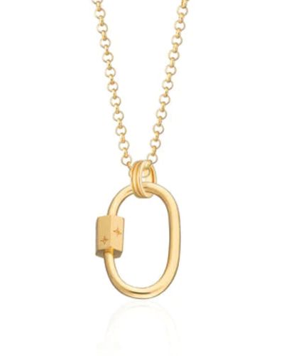 Scream Pretty Gold Plated Oval Carabiner Charm Collector Necklace - Metallic