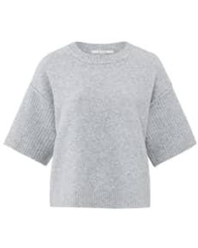 Yaya Sweater With Boatneck Wide Half Long Sleeves In A Boxy Fit Or Grey Melange - Grigio