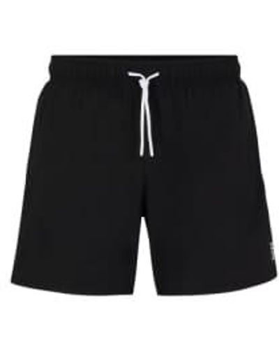 BOSS Iconic Swim Shorts With Stripe Detail - Black