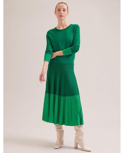 Cefinn Colette Contrast Hem Midi Skirt Col: Emerald - Green